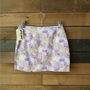 Vintage Y2K Purple Floral Mini Skirt Fairycore Cottagecore Low Rise
